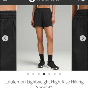 Lululemon Lightweight High-Rise Hiking Short 4" Black NWT size 6